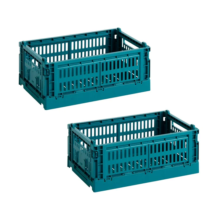 HAY - Colour Crate Korb S, 26,5 x 17 cm, ocean green, recycled (2er Set)