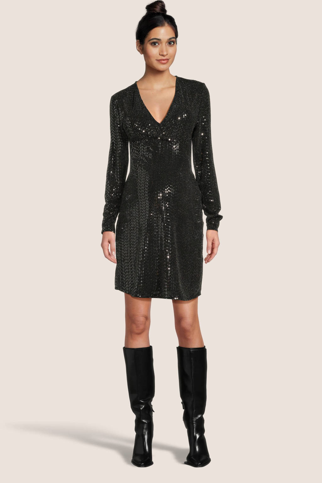 PIECES Maternity zwangerschapsjurk PMSIDDY met glitters zwart