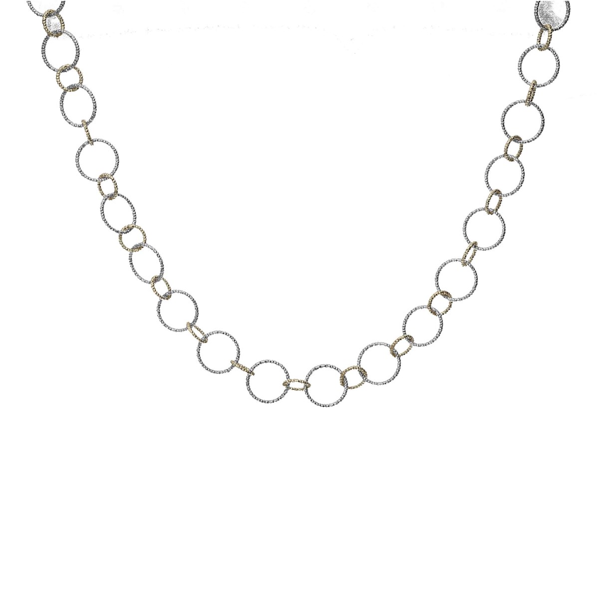 Collier En Argent Doré Rhodié Multi Cercles Diamantés