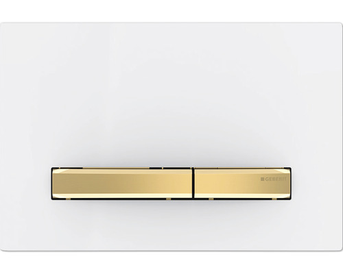 GEBERIT Sigma 50 bedieningsplaat, witte glanzende plaat / messing glanzende knop 115.672.11.2