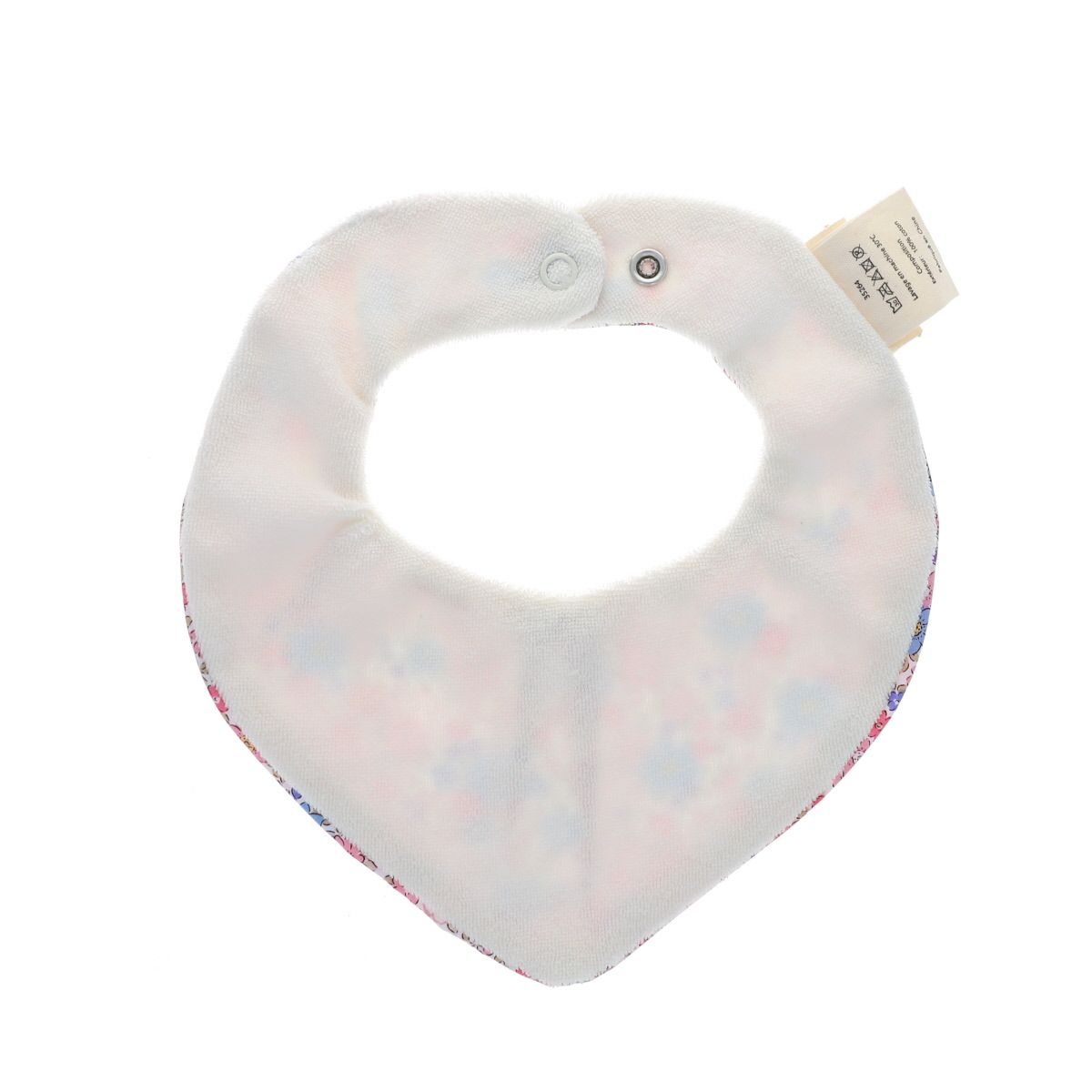 Bavoir bandana éponge fleuri bleu et rose Jolie saison