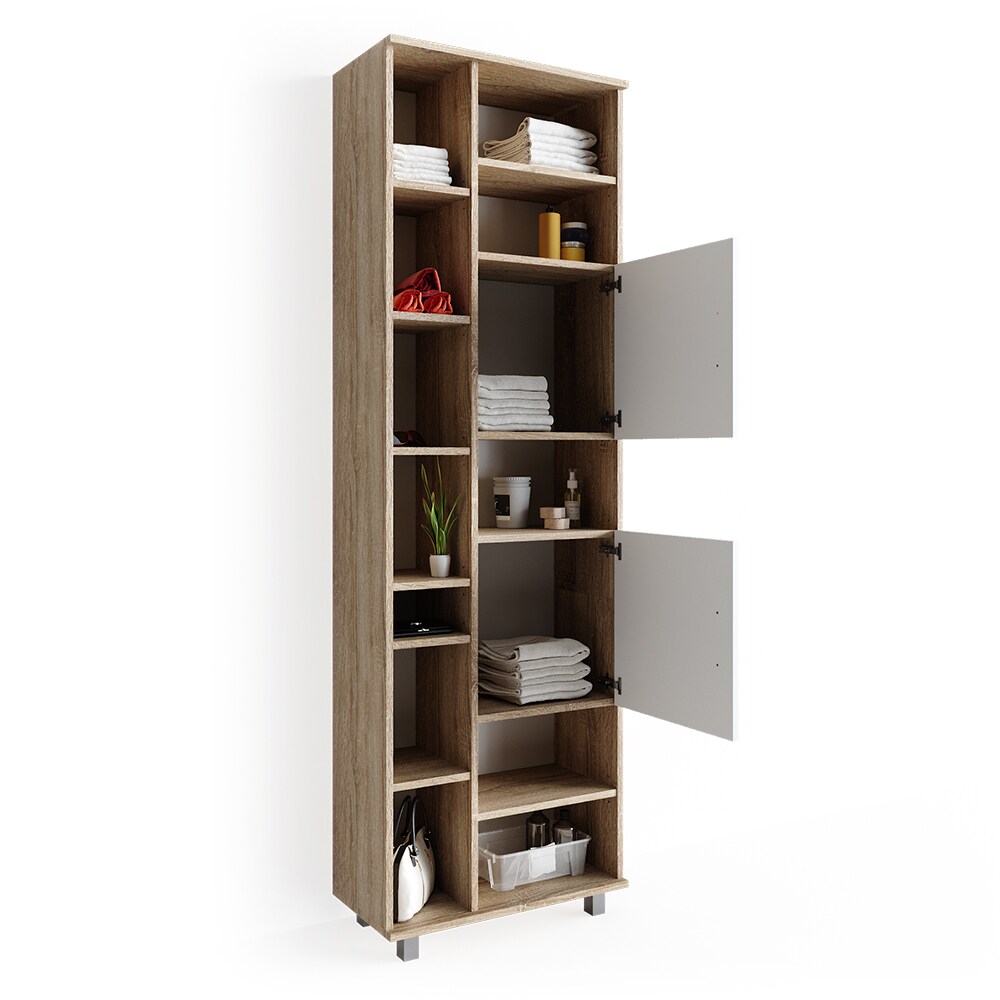 VICCO Badschrank ILIAS 190 x 60 cm Weiß Sonoma - Hochschrank Regal Badregal