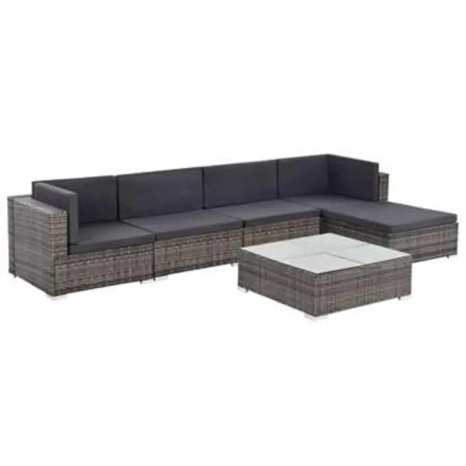 vidaXL - Bankset - Grijs - Poly rattan