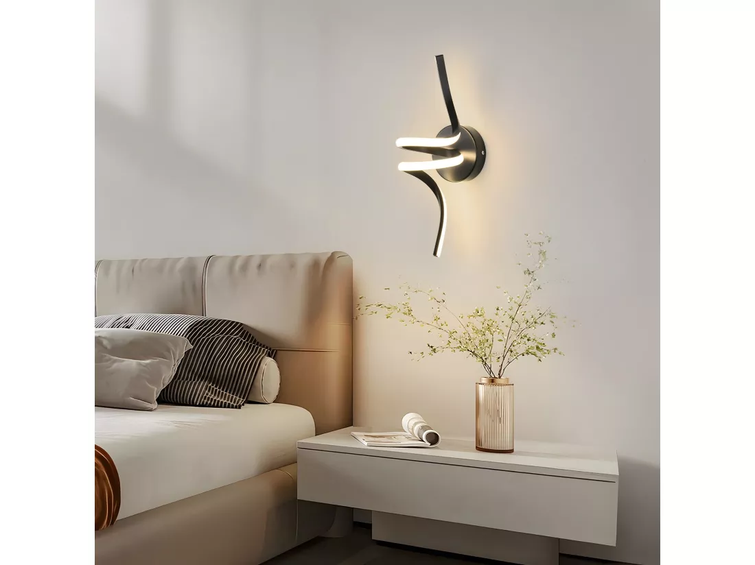 NETTLIFE Applique murale LED d'intérieur noire moderne 7W pour escalier Blanc chaud 3000K