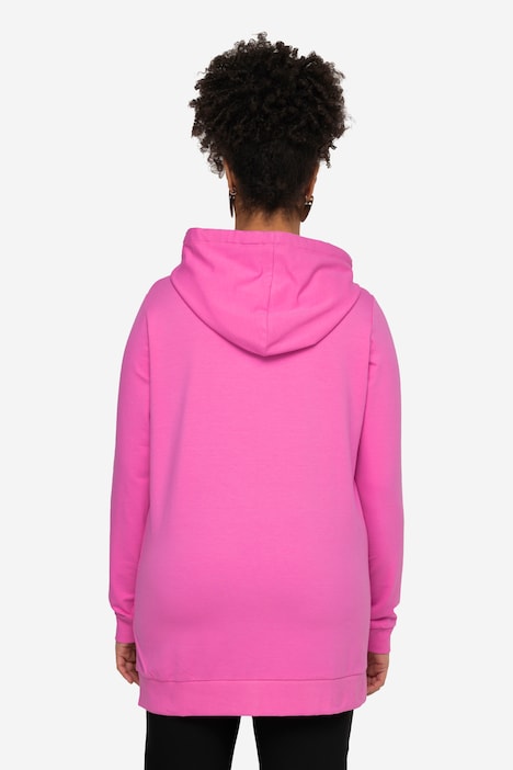 Sweatshirt, großer Print, Saumschlitz, Stehkragen