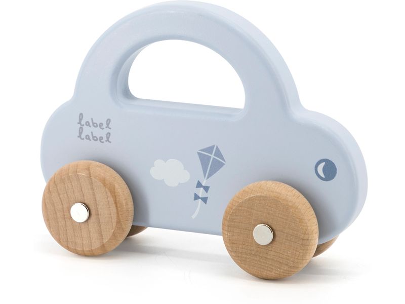 Label Label Auto Blau Holzfigur