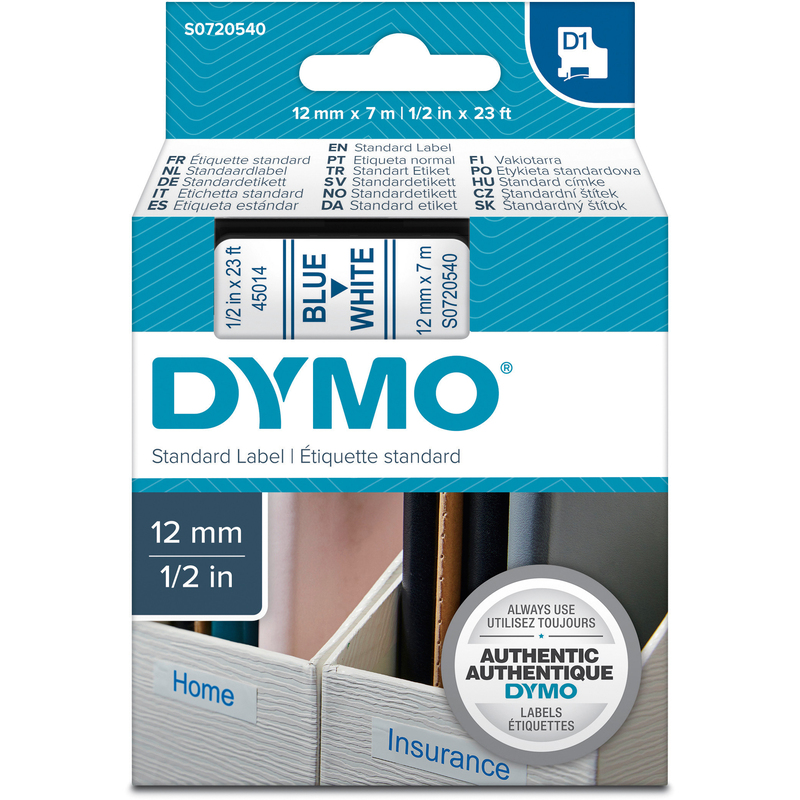 Dymo Band D1, S0720540, 12 mm, blau auf weiss
