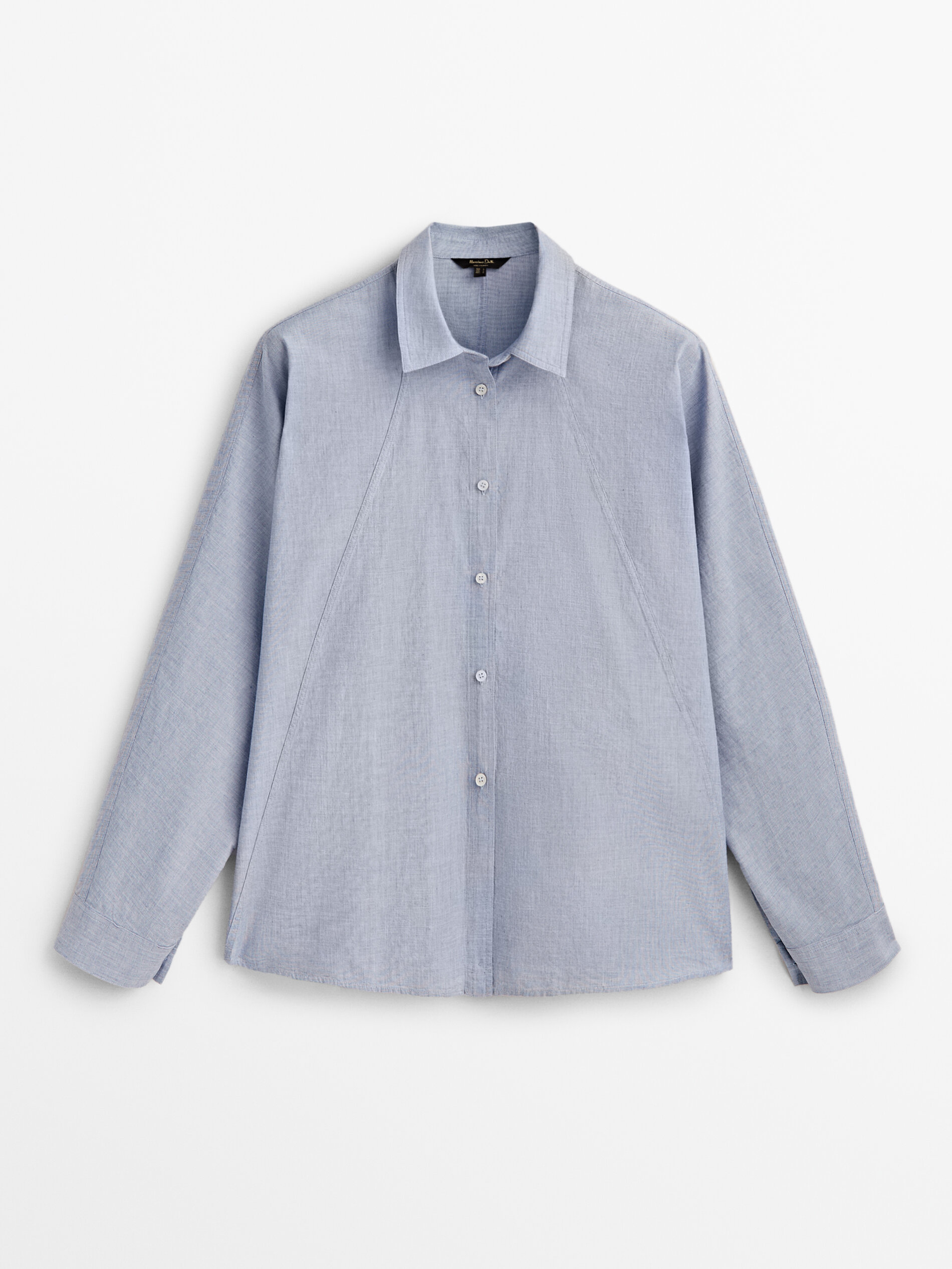 Camisa de algodão chambray - AZUL