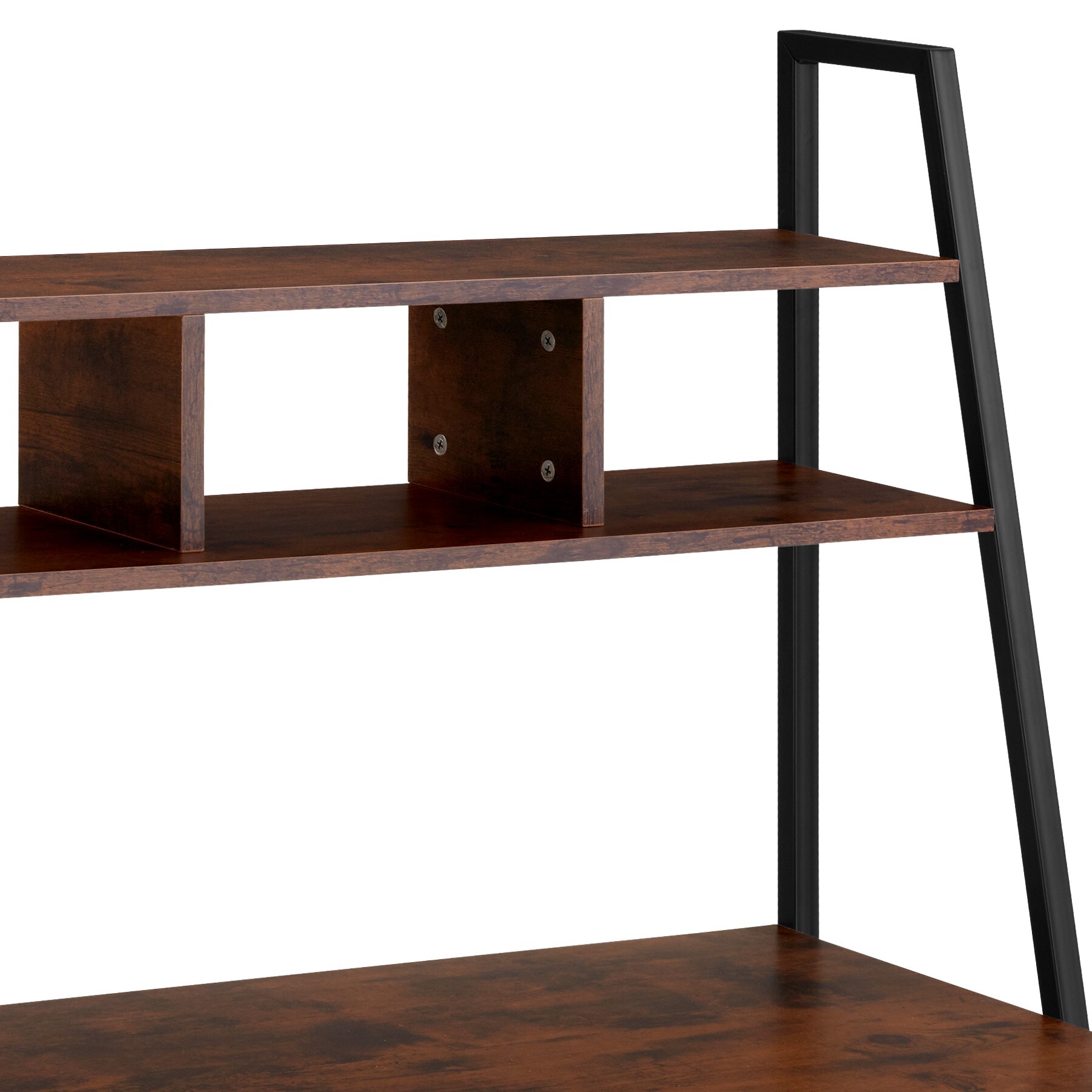 tectake® Schreibtisch, Industrial Style, trapezförmiges Gestell, 3 Staufächer, 85,5 x 46,5 x 140 cm