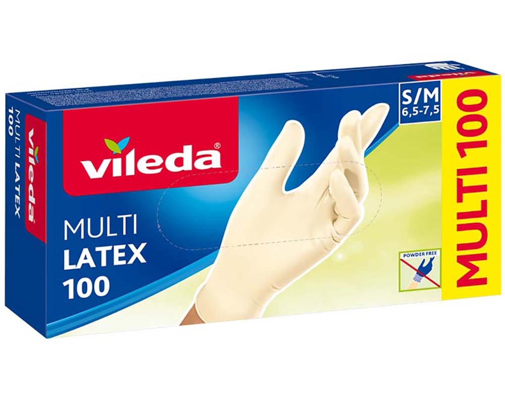 LUVAS VILEDA DESCARTÁVEIS TAMANHO PEQUENO-MÉDIO 100UN