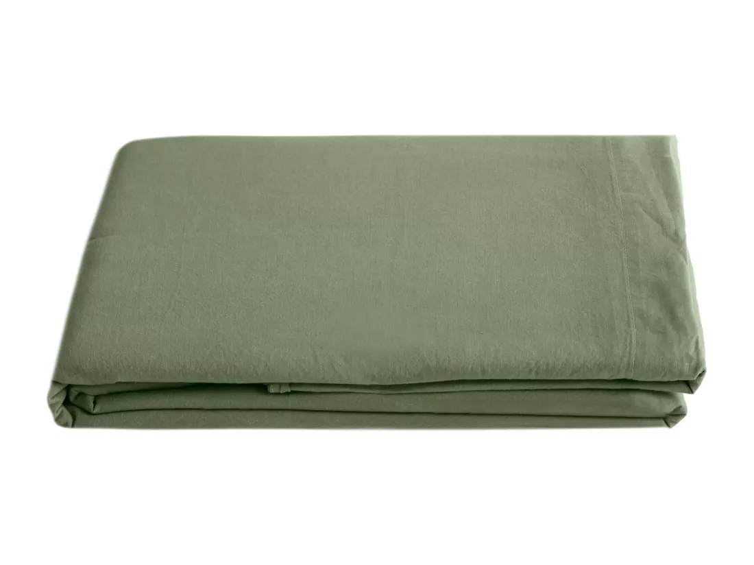 Drap plat lin et coton 270x300 cm collection OPERA vert mousse