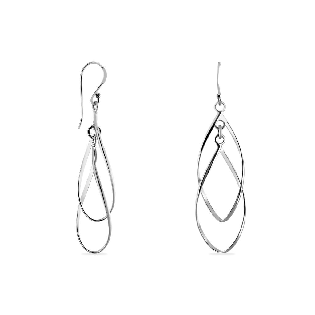 Boucles D'oreilles Pendantes Twisty Argent Blanc