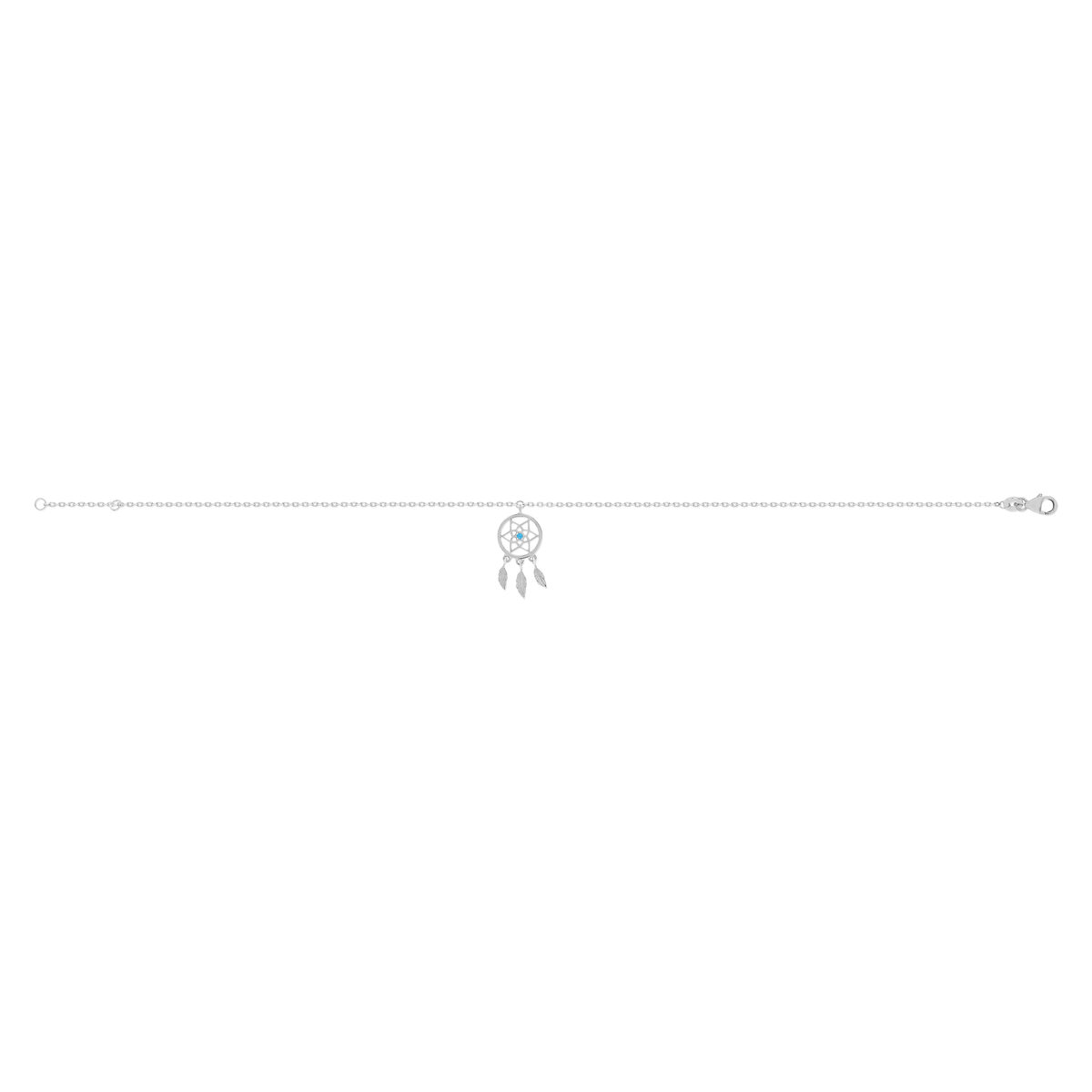 Chaine de cheville argent 925 pierre imitation motif attrape rêve 25 cm
