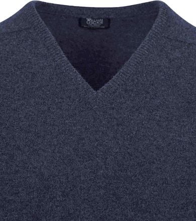 William Lockie V-Hals Lamswol Indigo Melange 7092DF-12 Indigo Melange kopen