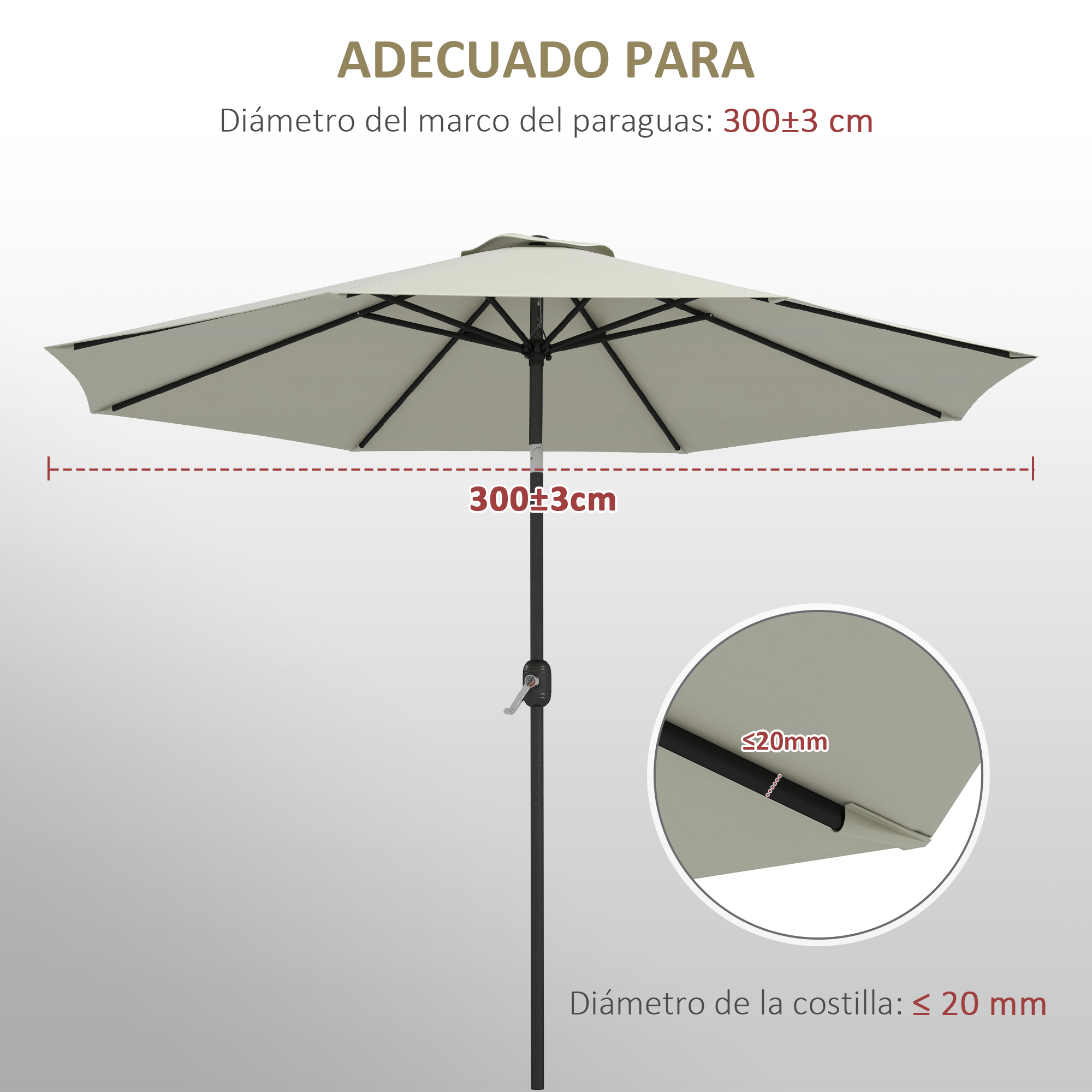 Cobertura de guarda-sol creme Outsunny