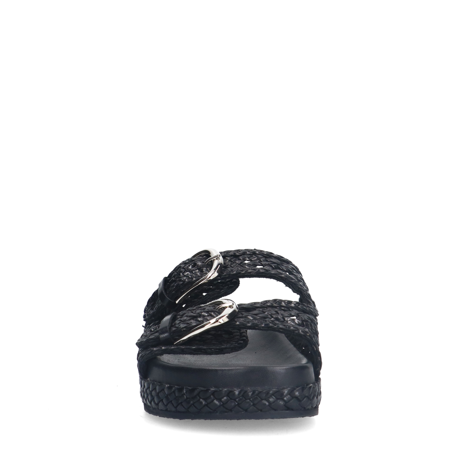 Zwarte leren slippers