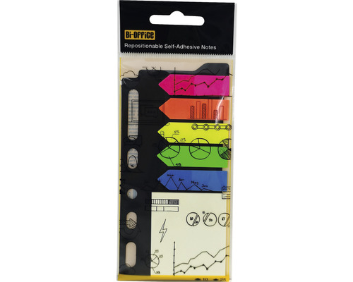 Sticky note set op karton, 4 neonkleuren