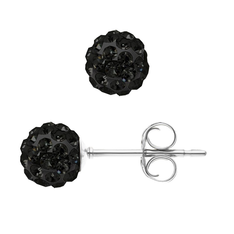 Boucles d'Oreilles - Cristal noir - Argent 925