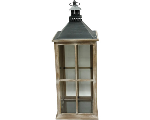 Lafiora lantaarn, 24 x 65 cm, ijzer, hout, natuurlijke afwerking