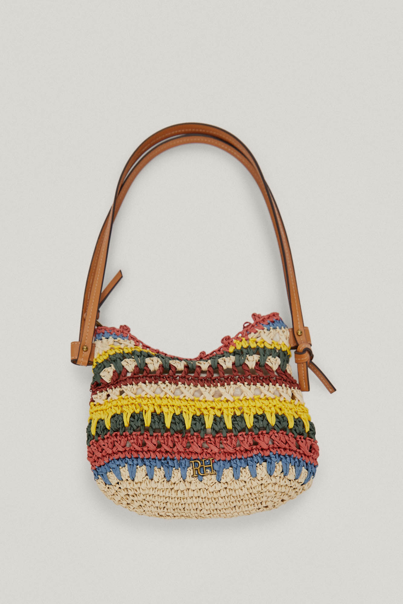 Bolsa meia-lua com alça de ombro em ráfia - Vários modelos