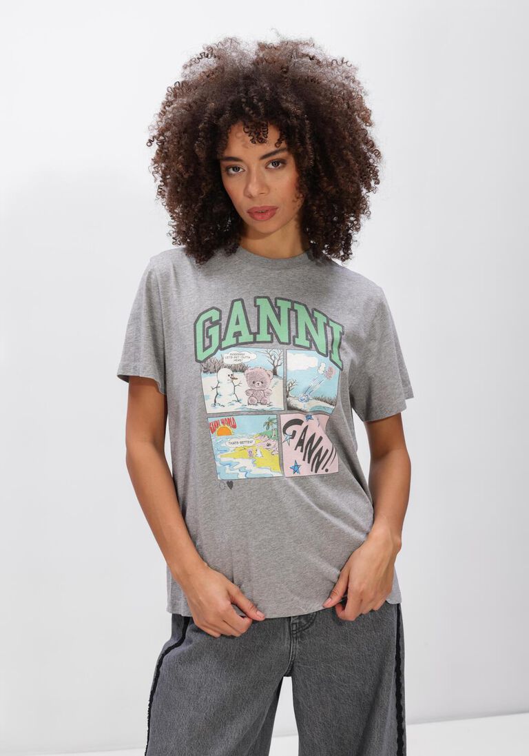 grijze ganni tops & t-shirts basic cotton jersey bear comic teddy