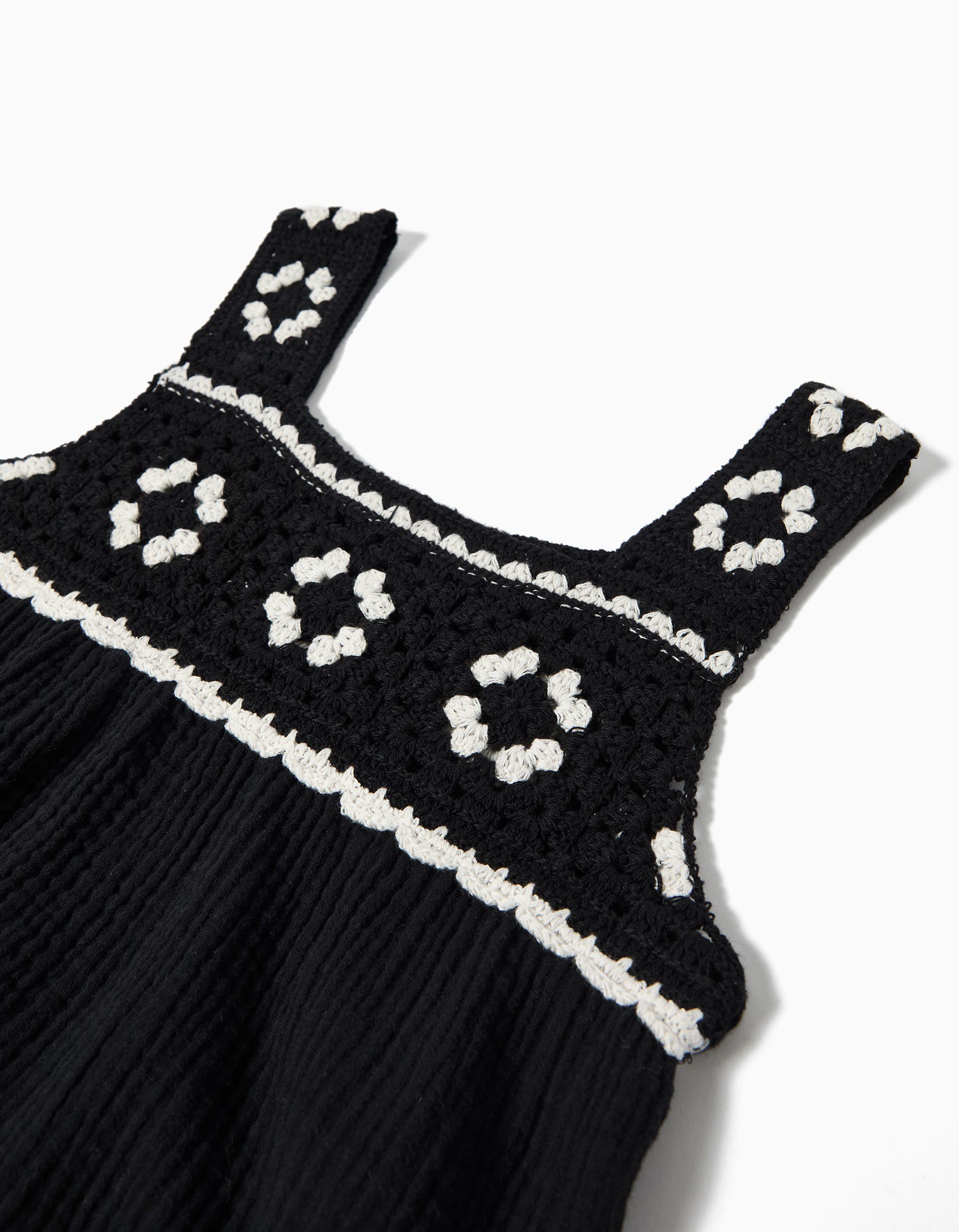Top Crochet, Menina, Preto