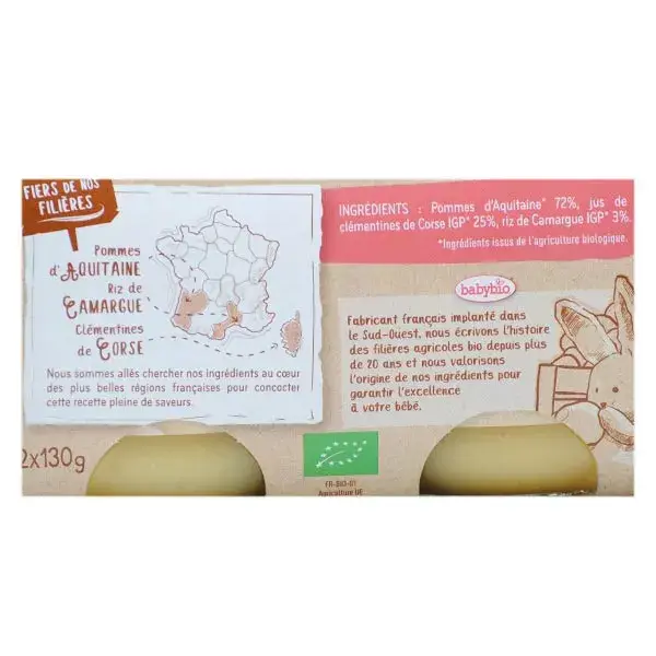Babybio Frutas em Pote Maçã Clementina Orgânica +6 meses 2 x 130g
