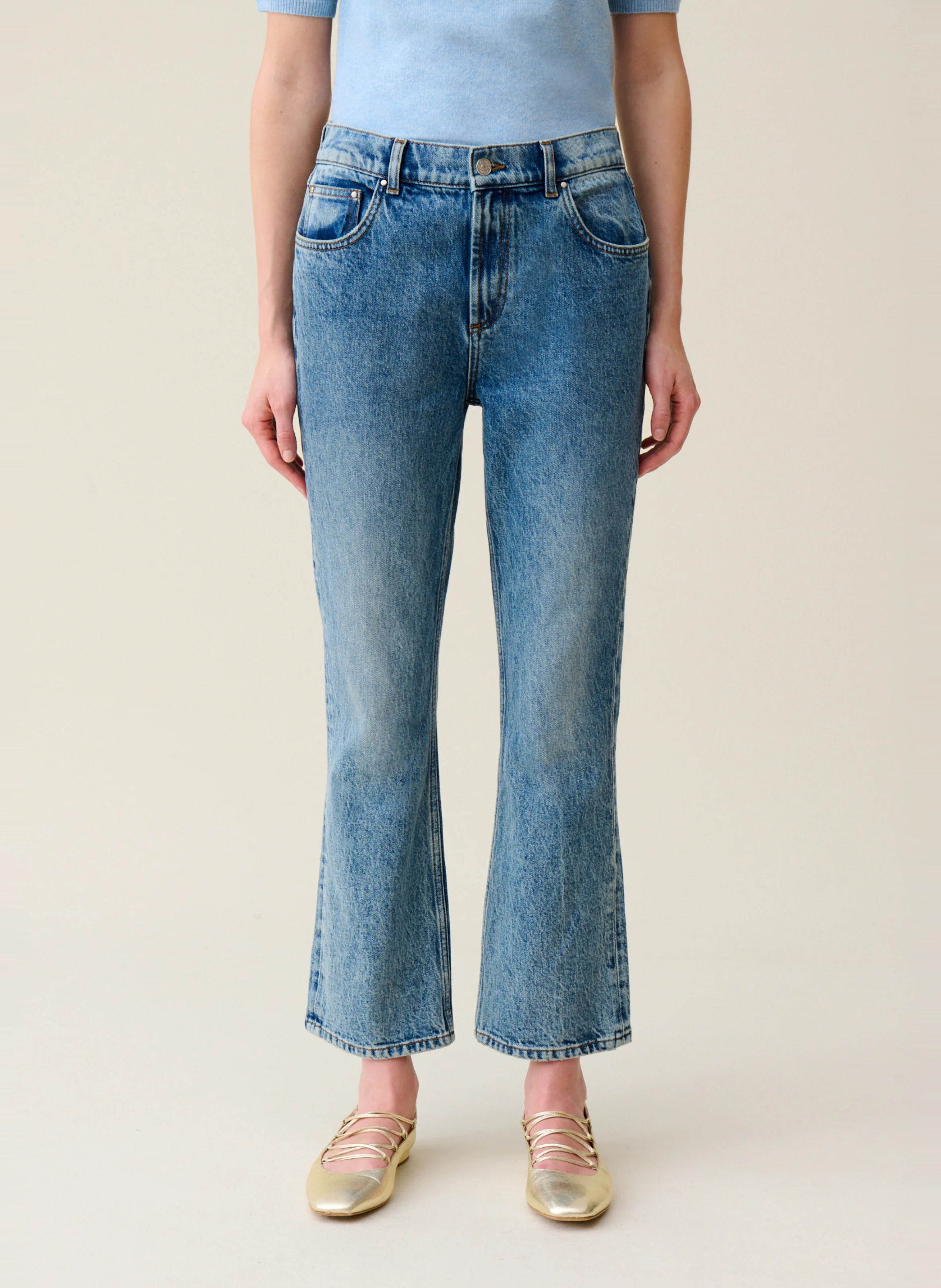 Jean flare en coton mélangé | Bleu