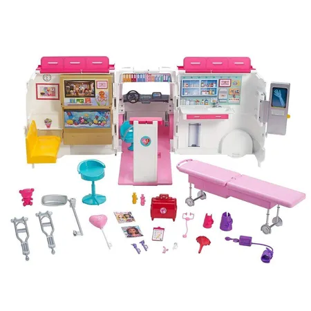Barbie 2-in-1 Krankenwagen Spielset mit Licht & Geräuschen