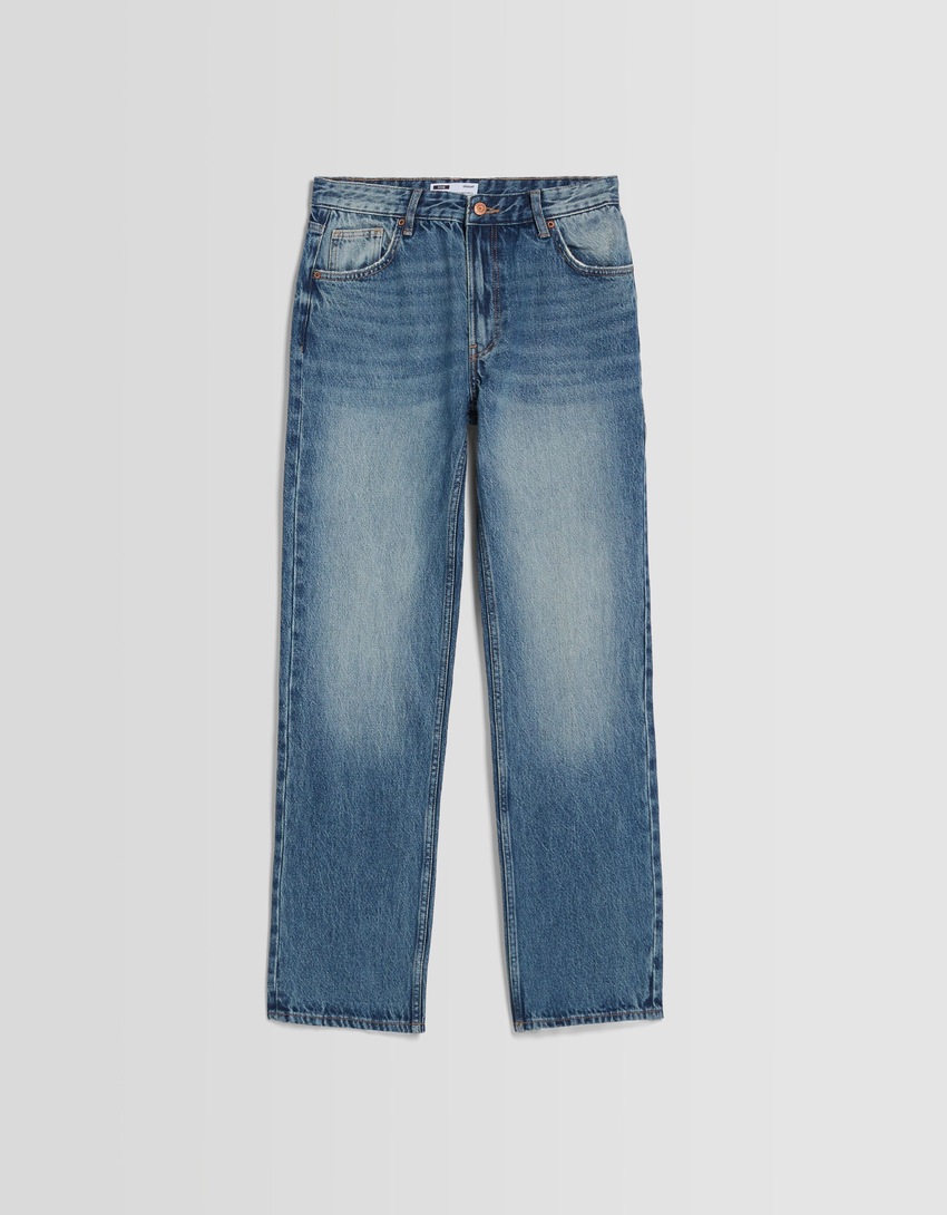 calça jeans de corte reto