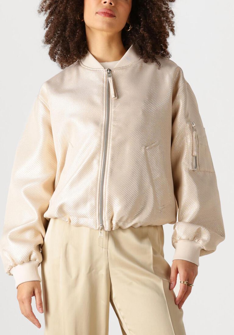 beige beaumont jack goldie bomber jacket