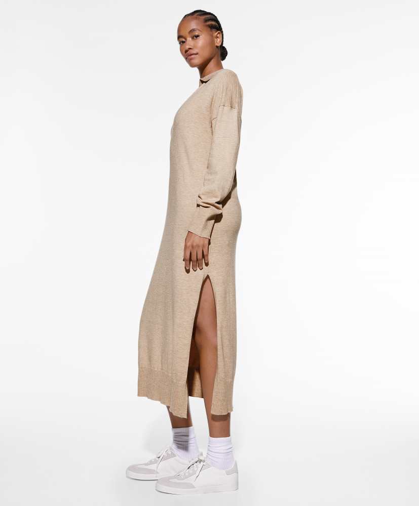 Vestido longo de malha fina