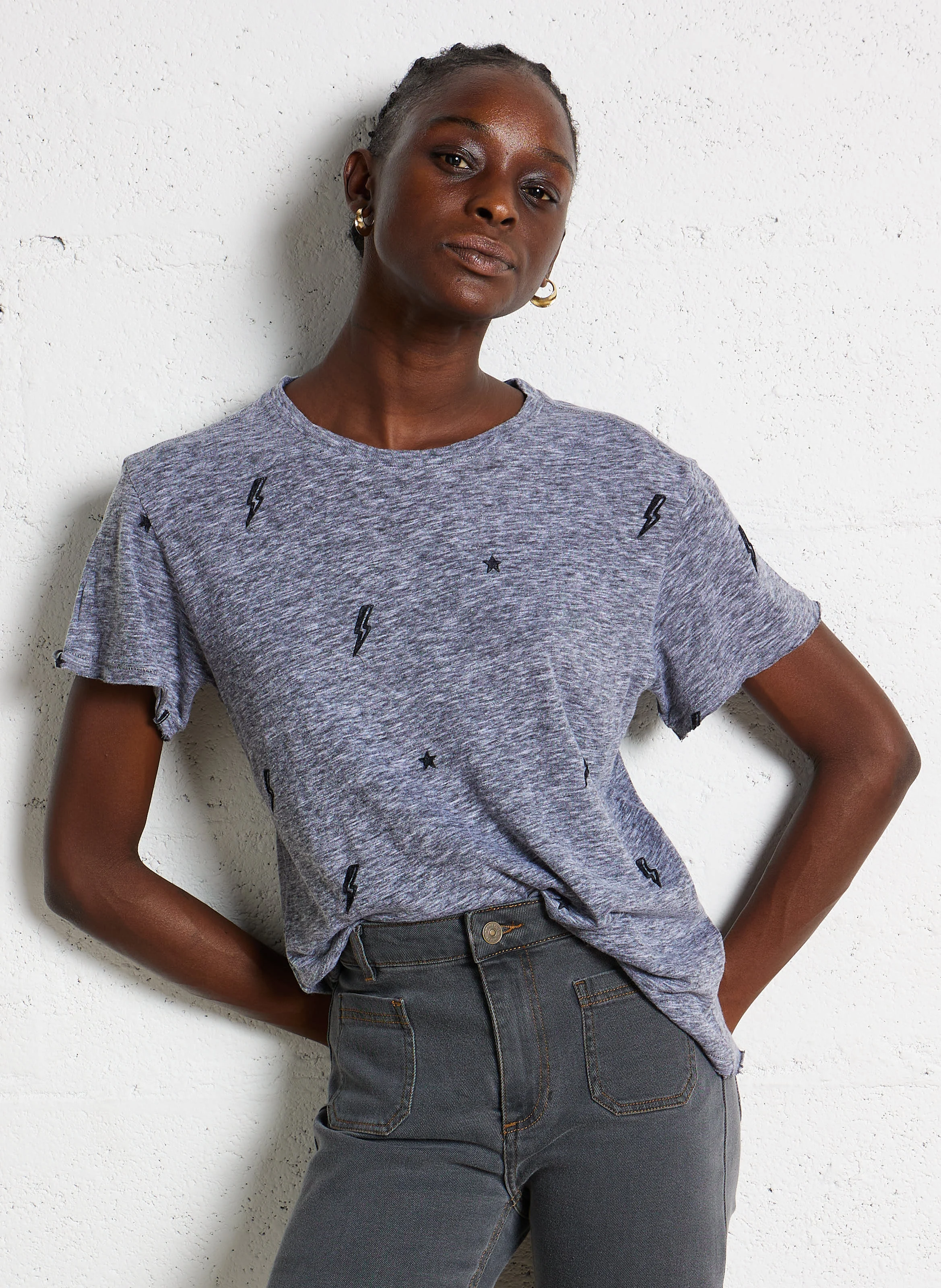 EDEN - Tee-shirt col rond en coton mélangé | Gris