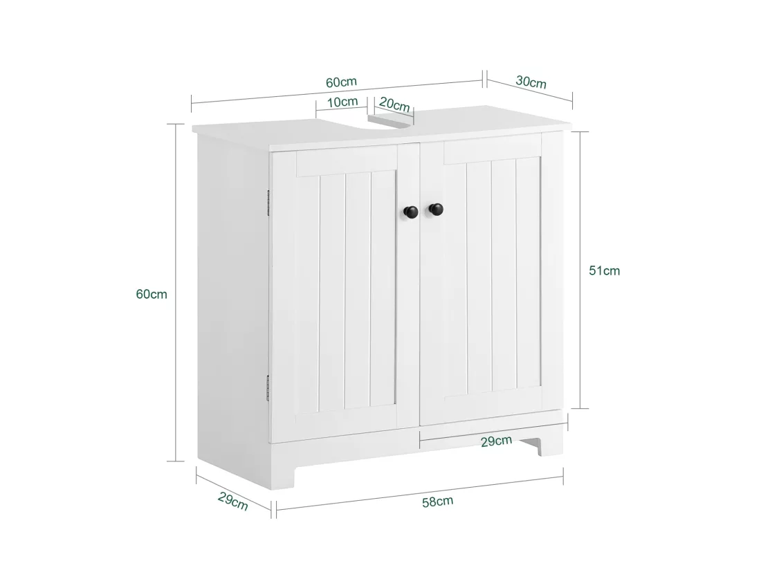 Meuble Sous-lavabo À 2 Étages Et 2 Portes Meuble De Rangement De Salle De Bain, BZr18-w