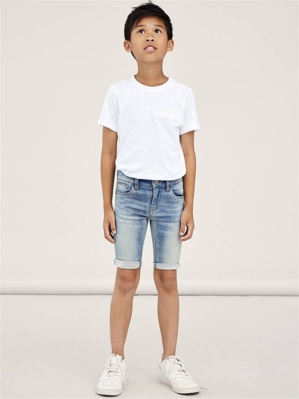 NAME IT jeans short Theo met katoen light denim