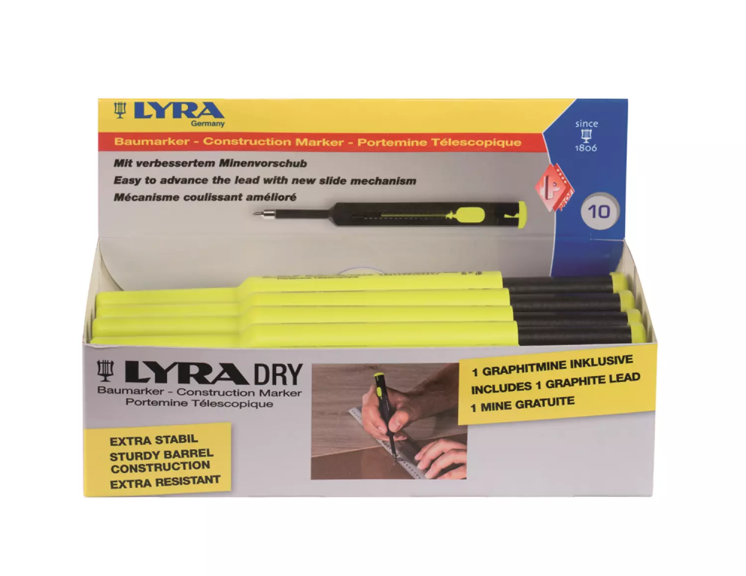 Lyra 4494102 Dry Markeerpotlood - 160mm - Grafiet (1st.)