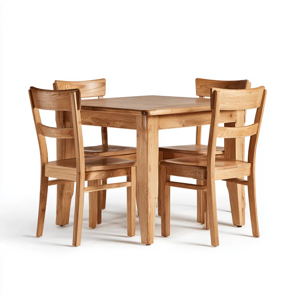 Esszimmer-Set Massivholz 120x75x75 cm - Natur - Klassisches Design