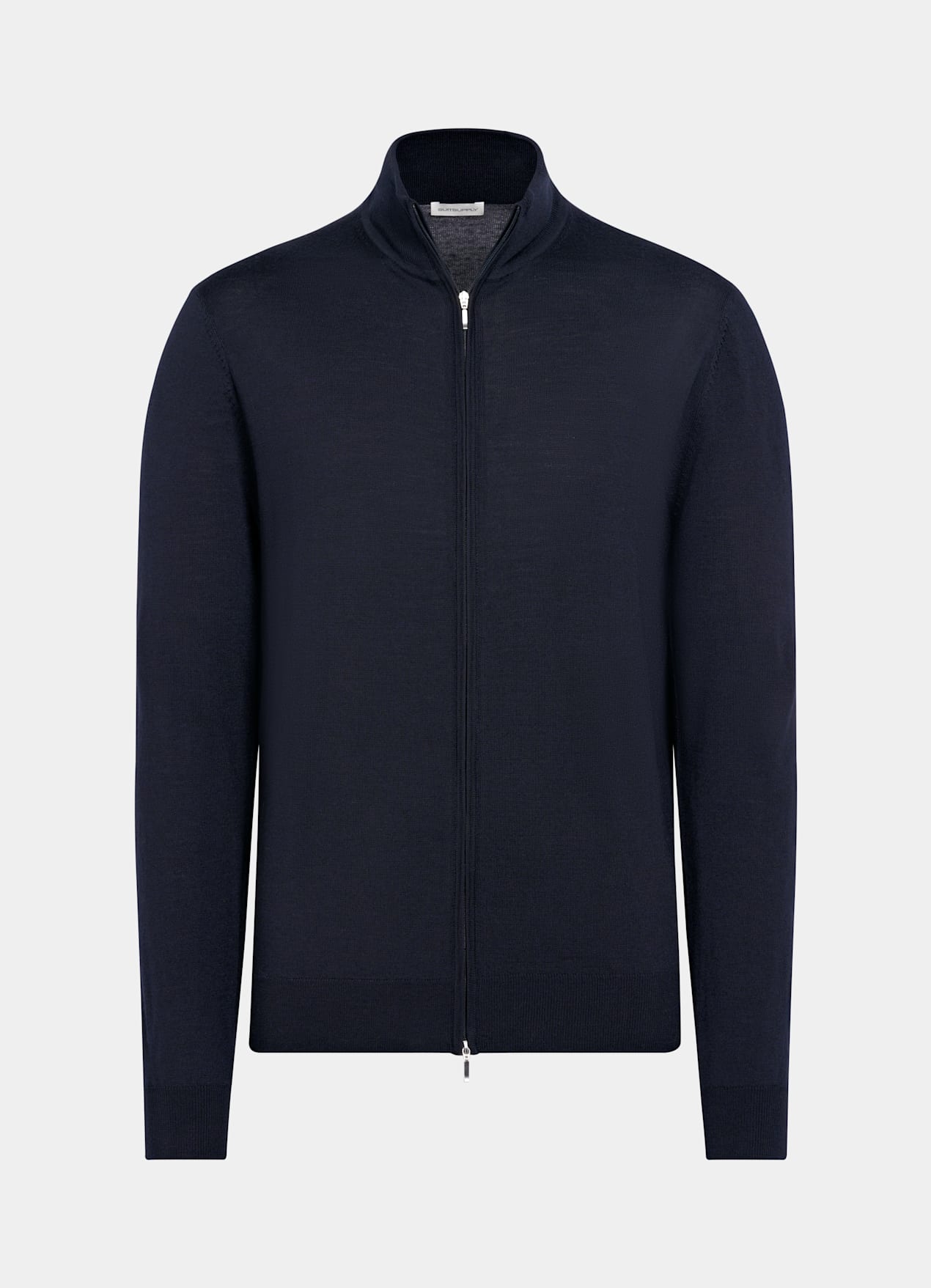 Cardigan zippé Merino bleu marine
