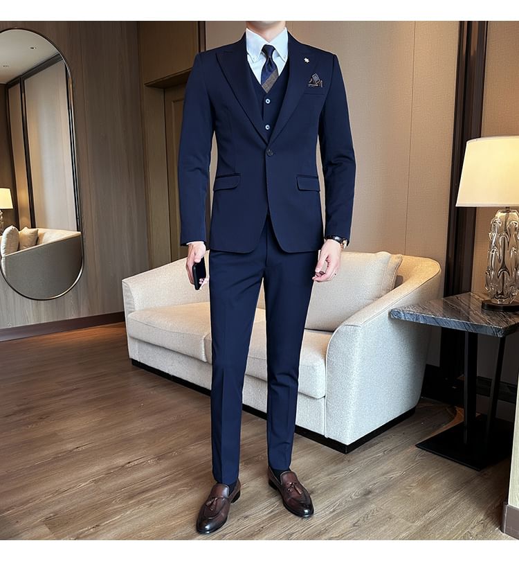Blueforce - Set: effen blazer met knoopjes + pantalon