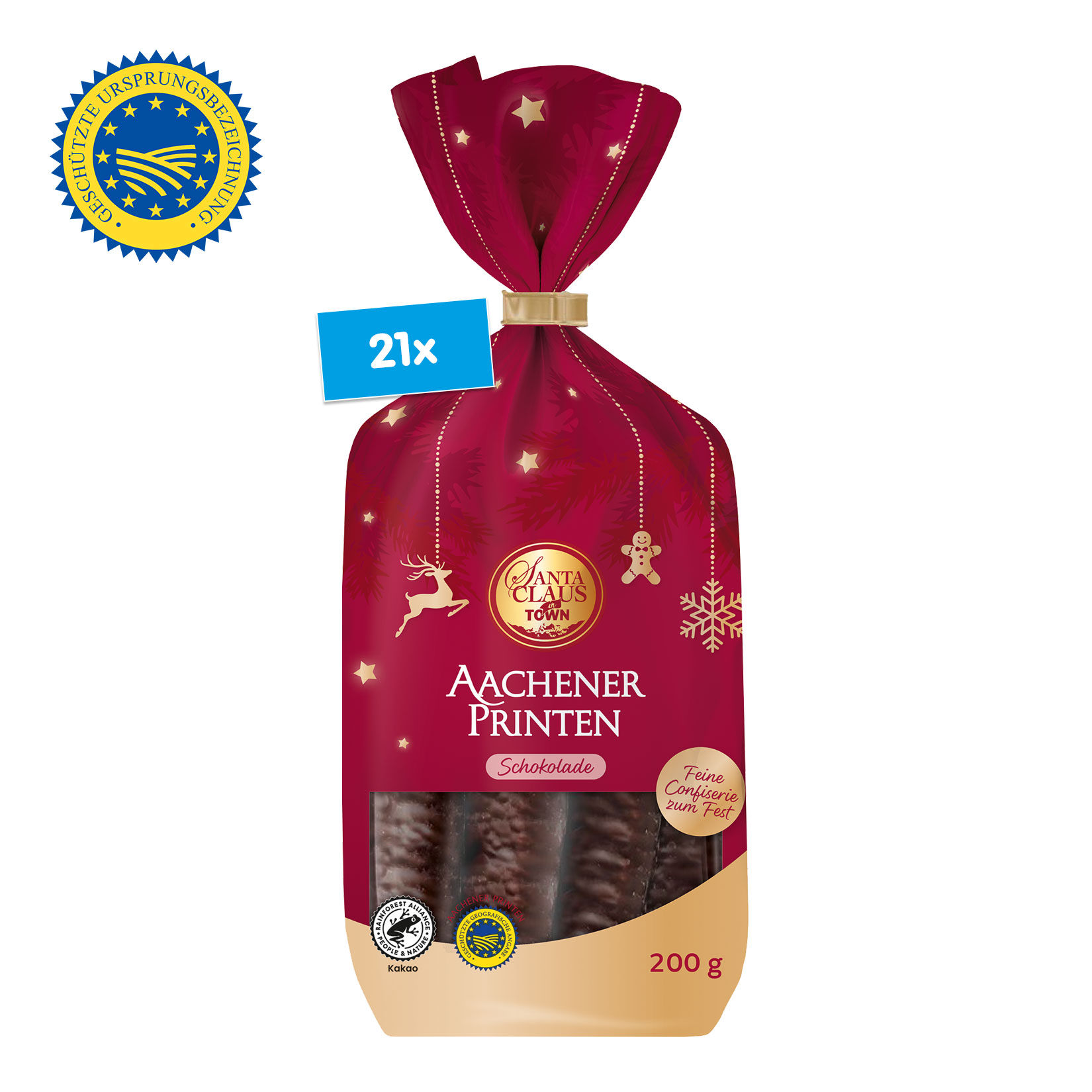 Santa Claus in Town Schoko-Printen g.g.A. 200 g, 21er Pack