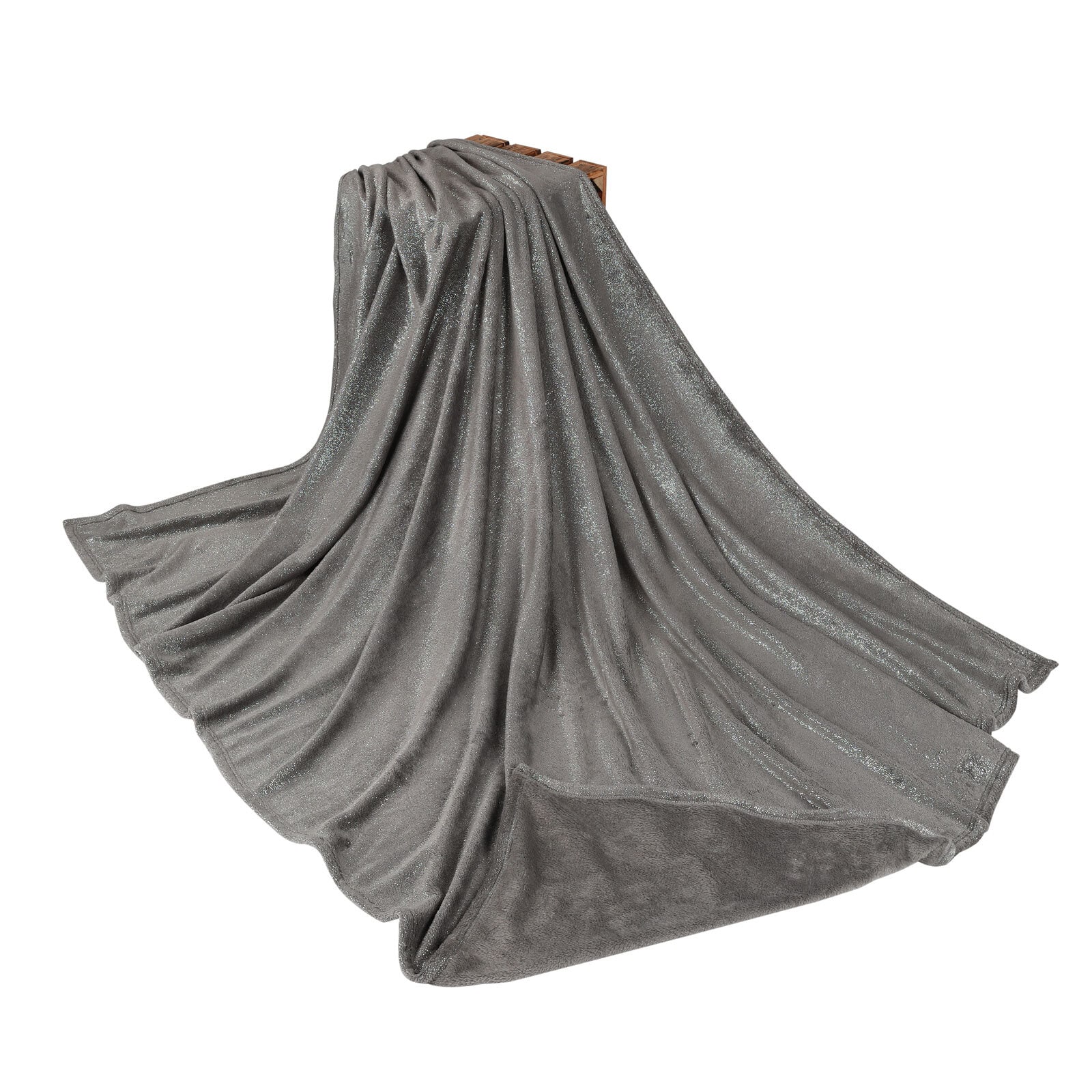 Flanell Kuscheldecke mit Glitter 150 x 200 cm anthrazit
