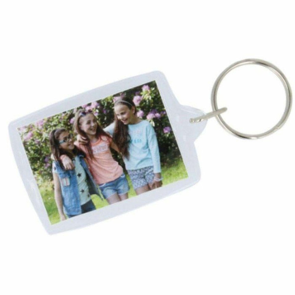 8 porte-clés transparents pour photos 3 x 4,5 cm