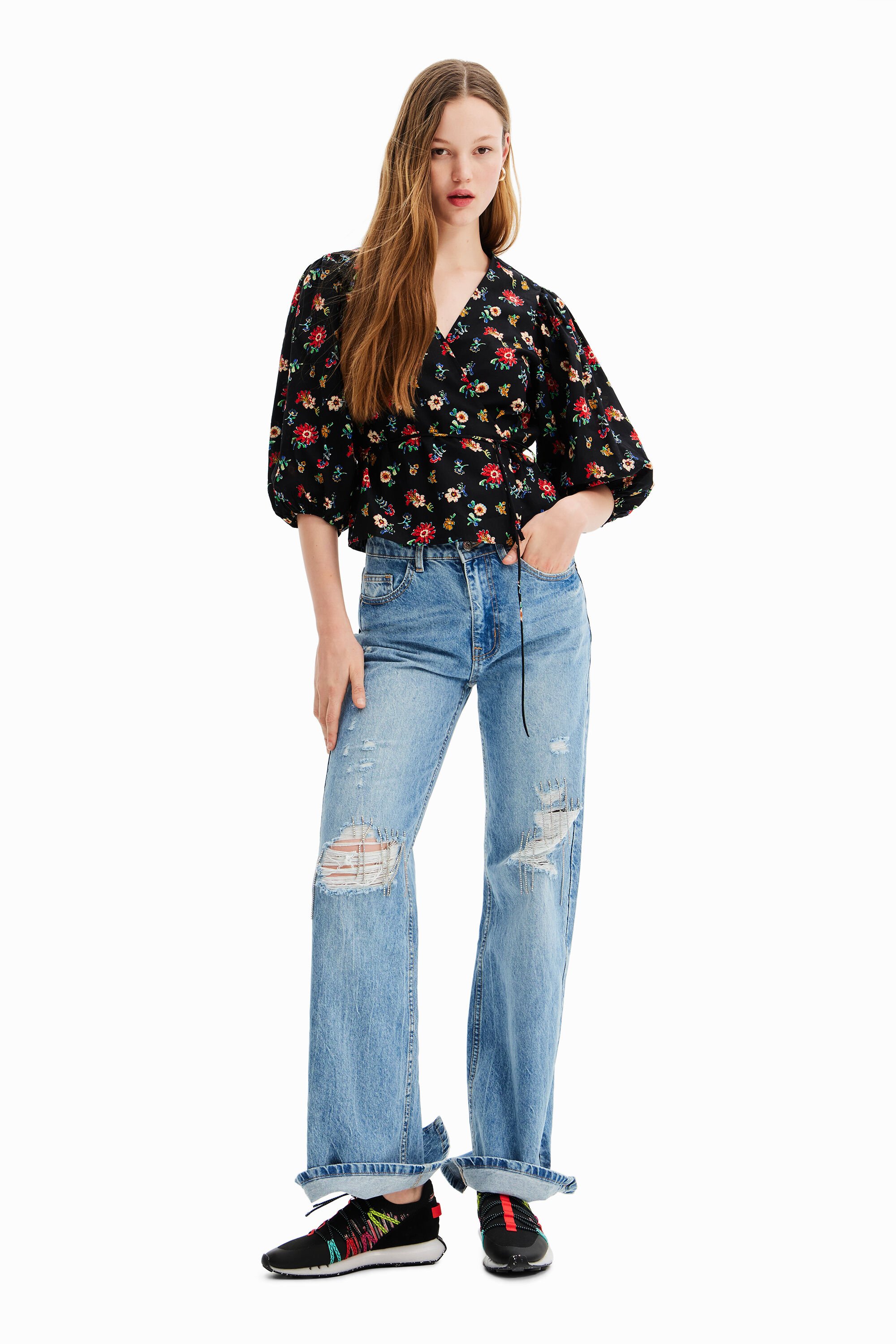Blouse croisée fleurs