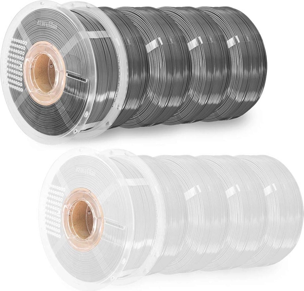 AzureFilm  PETG SUPER PACK White/Grey, 1,75 mm (10.000 g)    PETG Hyper Speed Filamente im Vorteilspaket!