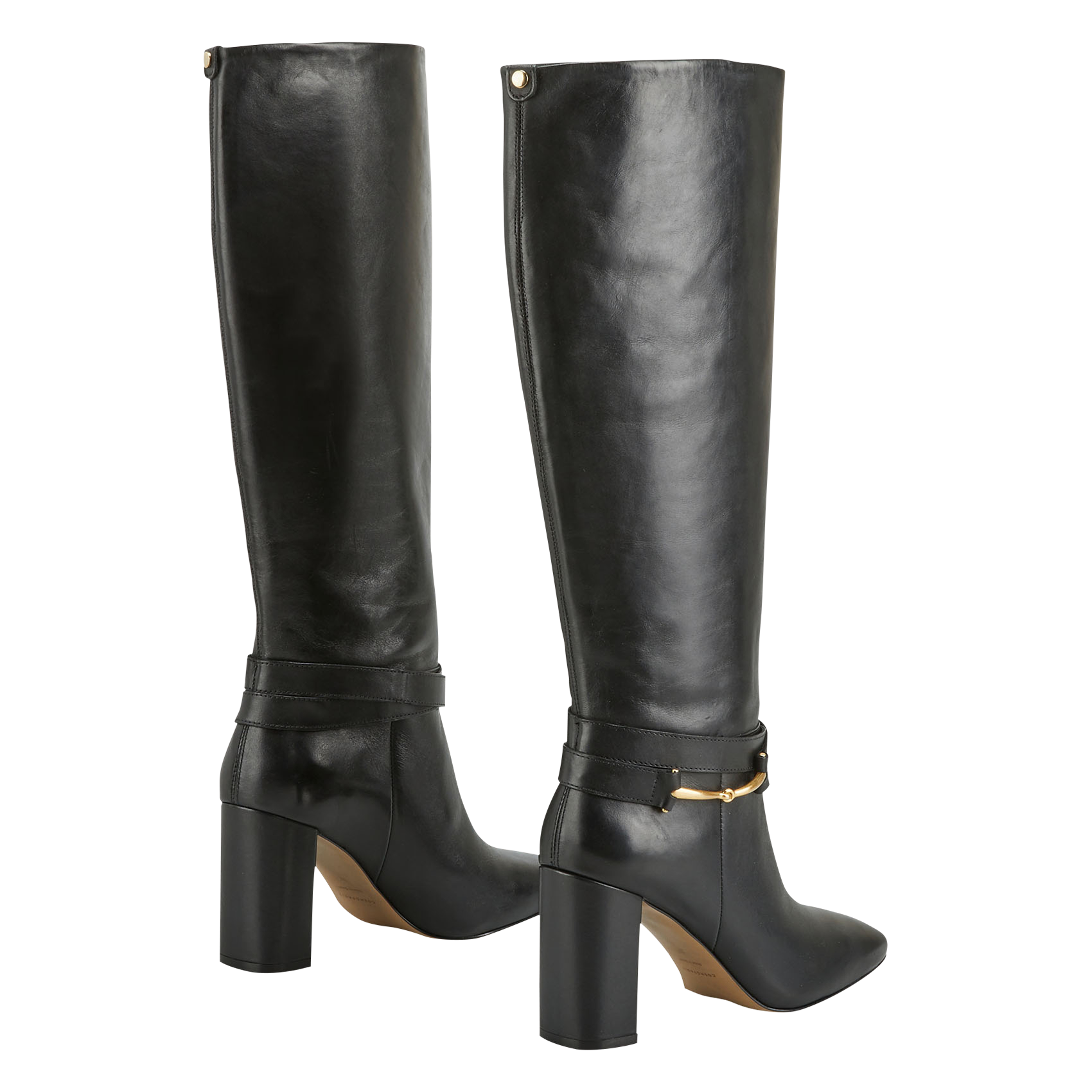 RABYNA - Bottes à talon en cuir| Noir