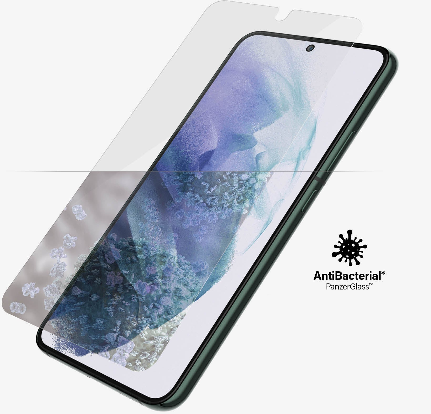 Samsung Galaxy S22  Plus 5G Antibakterielle Panzer Glas Displayschutz Case Friendly mit Rahmen (7294) - Schwarz