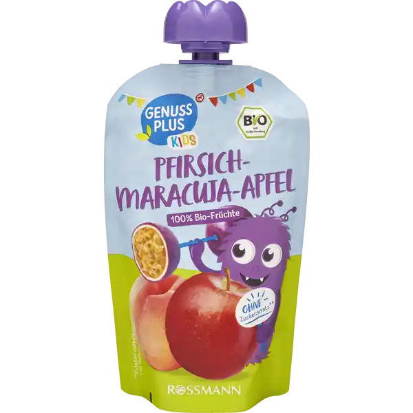 Bio Fruchtpüree Pfirsich-Maracuja-Apfel