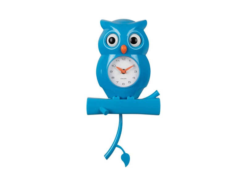 Wall Clock Owl Pendulum KA5965BB Bright blue