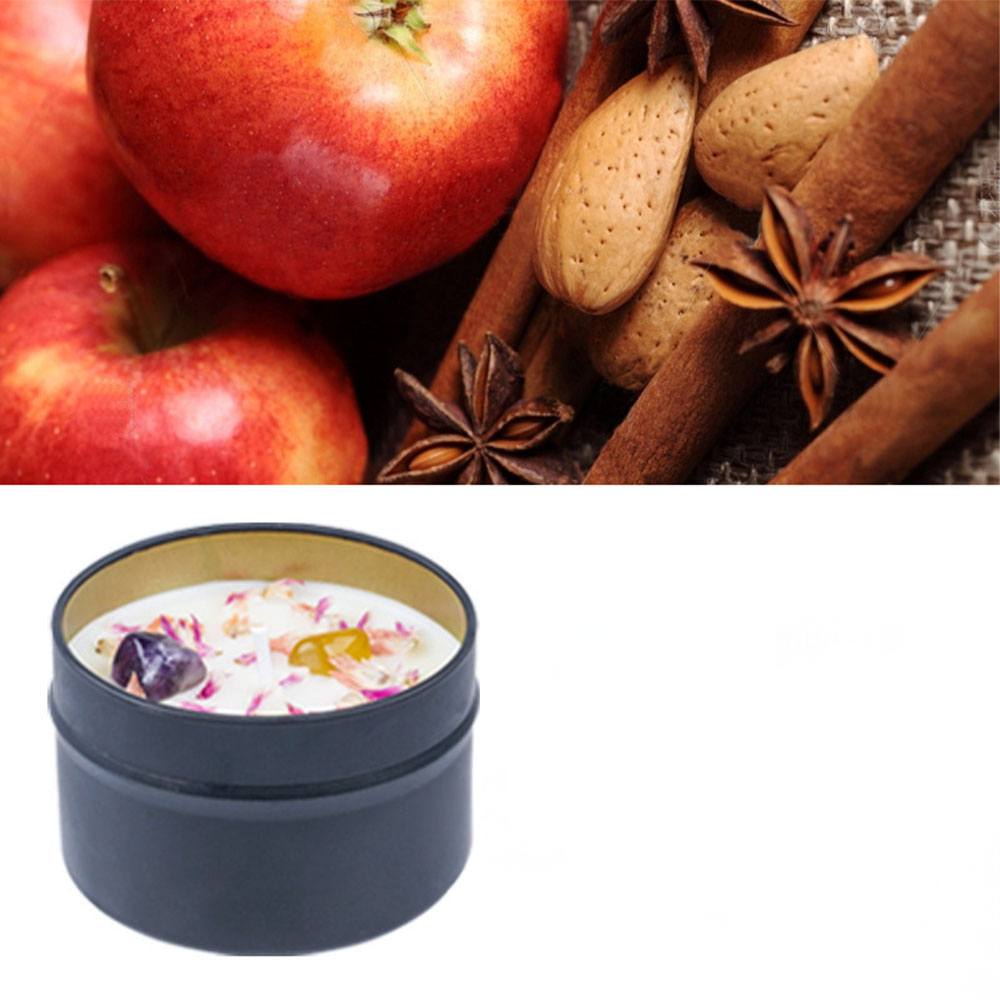 Duft Kerze in Dose Aromatherapie Sojawachs Kerze Home Deko Blumen - Apfel Zimt