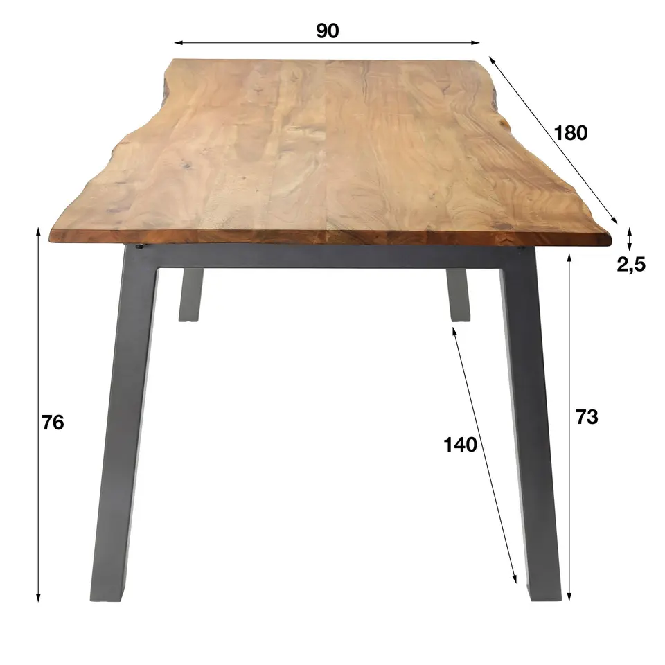 Industriële acacia houten eetkamertafel Edge 180 cm - Hout - Bruin